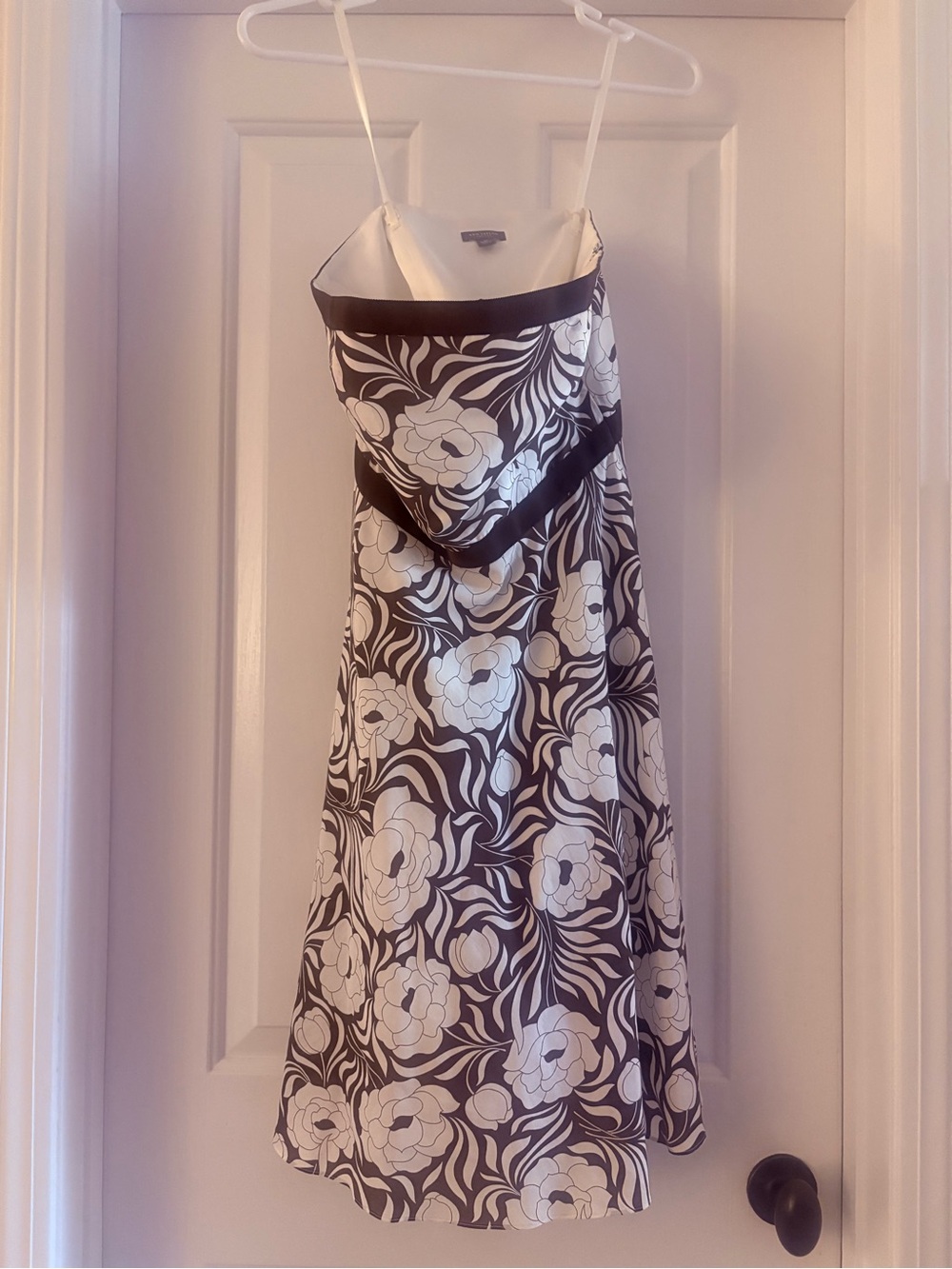 Ann Taylor Black and White Floral Midi Dress